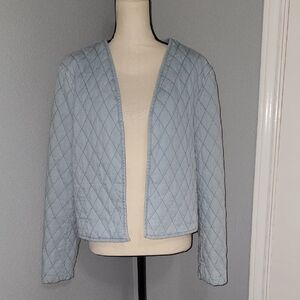 CoffeeShop Light Blue Quilted Jean Jacket